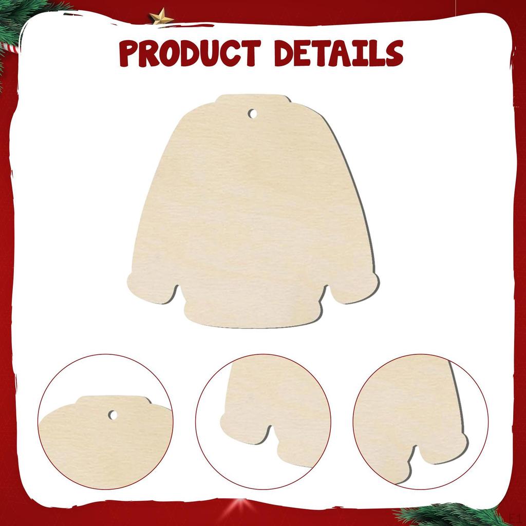 30 Pieces Unfinished Cutouts Blank Wood Slices 4" X 3.5" Wooden for DIY Crafts Party