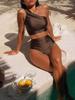 Women S Two Piece Bikini Set Sexy Printed One Shoulder Swimsuit