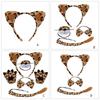 Leoparden Kostüm Set Leoparden Ohren Schwanz Schleifen Nase Handschuhe Tier Kostüm Set Zubehör Kinder Halloween Cosplay Requisiten