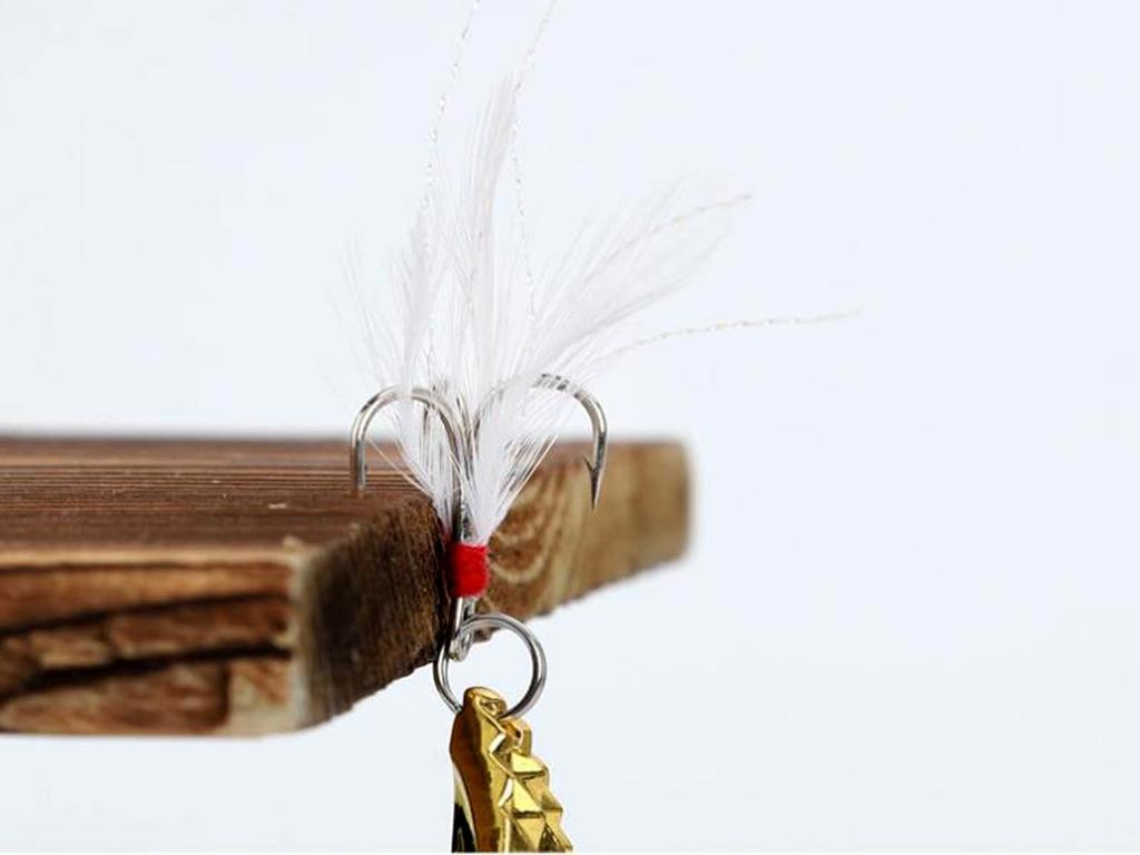 22g przynęta wędkarska łyżka słona woda potrójny haczyk piórkowy twardy metalowy spinnerbait odlewana łyżka złota dla łososia bas 20szt