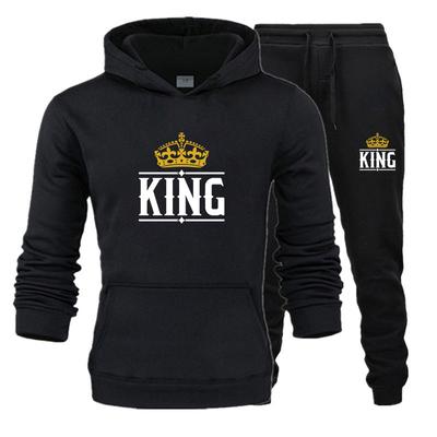 Çift Eşofman Moda KRAL ve KRALIÇE baskılı kapüşonlu svetşört ve Pantolon Erkek Tişörtü Kadın Hoodies Polar Takım Elbise