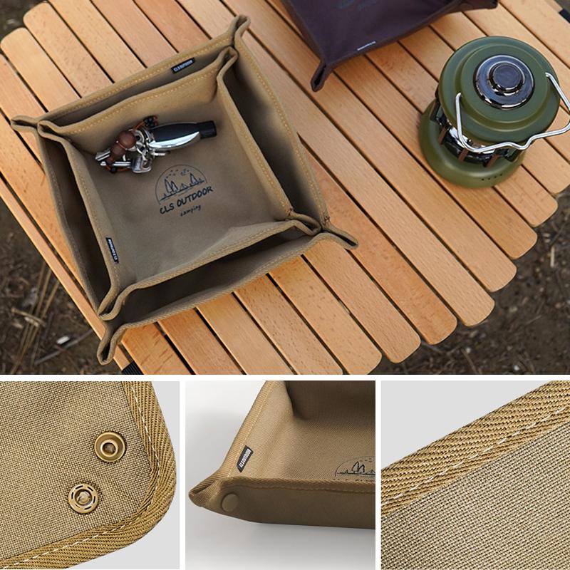 Camping Storage Tray Portable Foldable Oxford Storage Box Outdoor Hiking Travel Desktop Storage Tray for Key Sundries Jewelry
