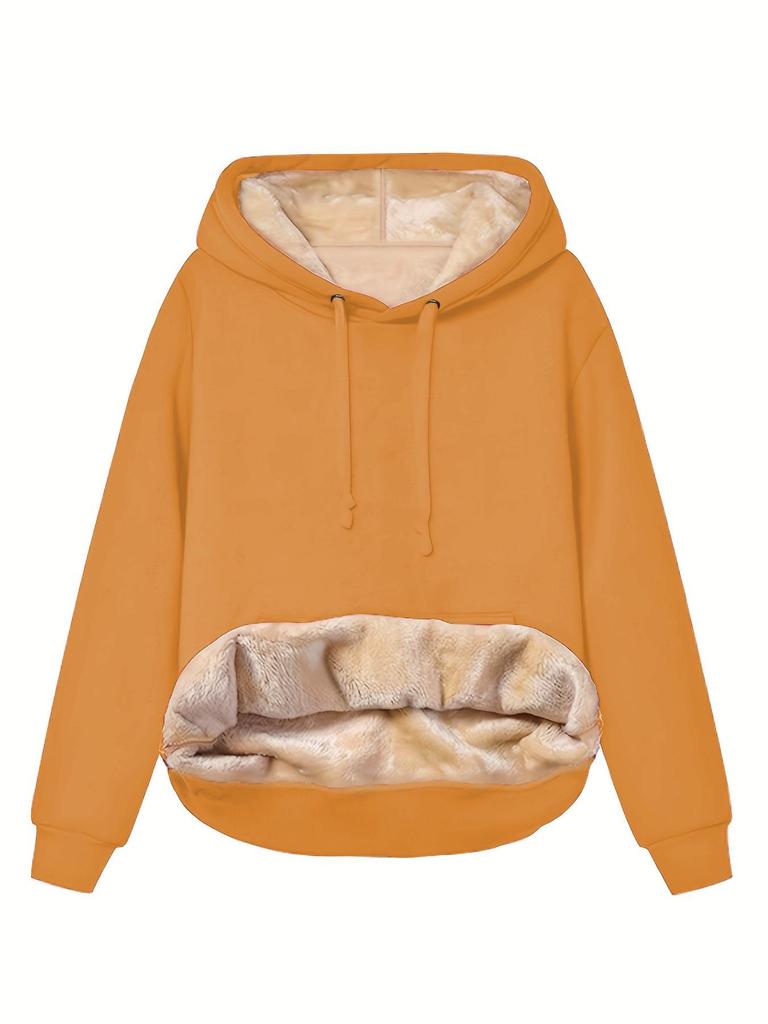2023 Women's Winter Hooded Lambswool Pocket Sweatshirt Jacket