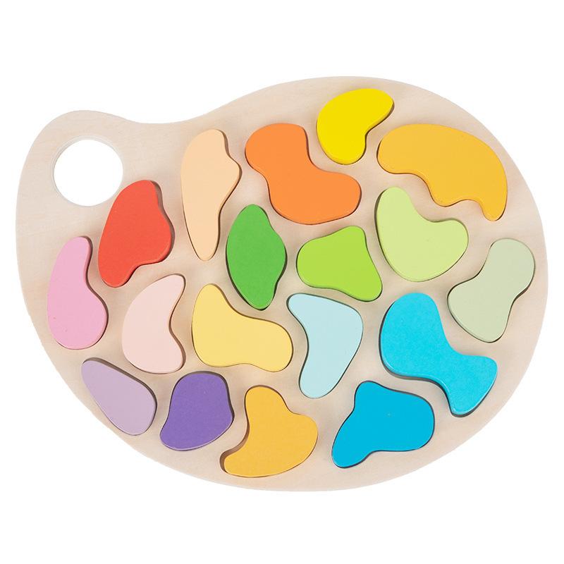 Children's Montessori Shape Cognitive Matching Toy Baby Early Childhood Education Geometric Equal Panel Wooden Color Disc