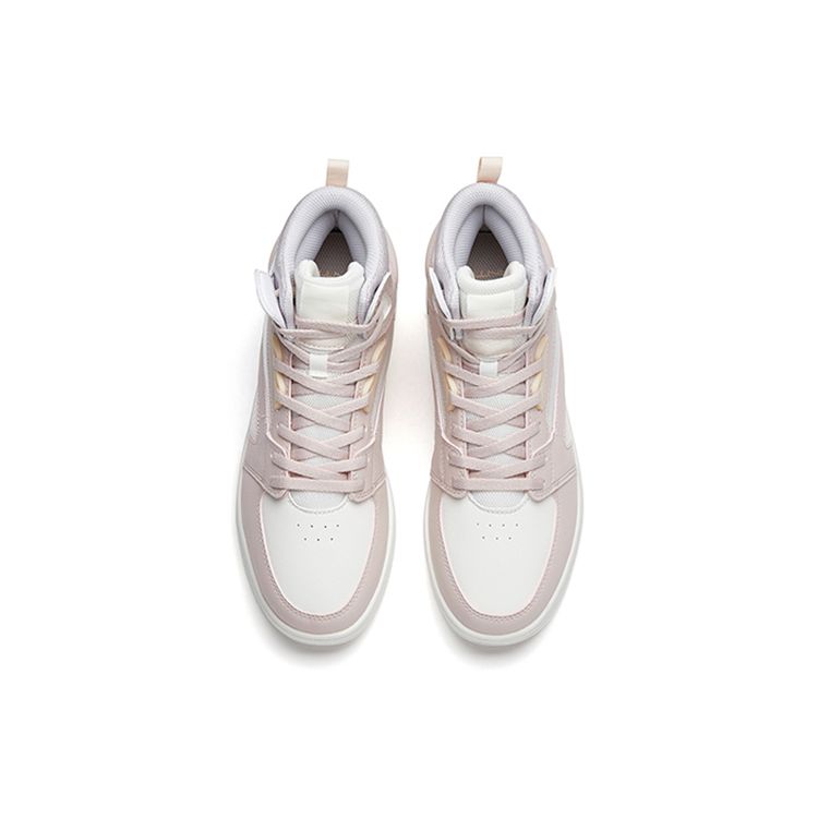 Anta Street Style High-Top Skate Shoes Women Sneakers White Gray 122238067-4