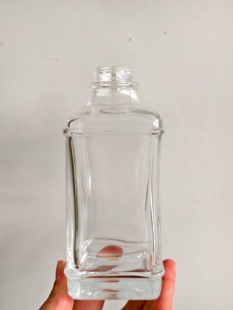 Refillable 300ml Square Glass Soap and Hand Sanitizer Dispenser Bottle.