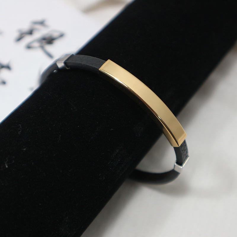 Engravable Titanium Steel and Leather Bracelet - Korean Style Stainless Steel Lucky Bracelet