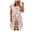 Flowers Print Casual Loose Short Sleeve All-match Women Dress