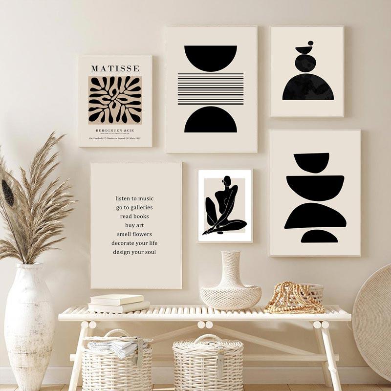 Abstract Bohemian Wall Art Print Poster Boho Canvas Paintings Minimalist Body Lines Modern Living Room Interior Home Decoration