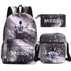 Football Star Print Youth Primary And Secondary School Students Schoolbag Three-Piece Set Men'S And Women'S Backpack