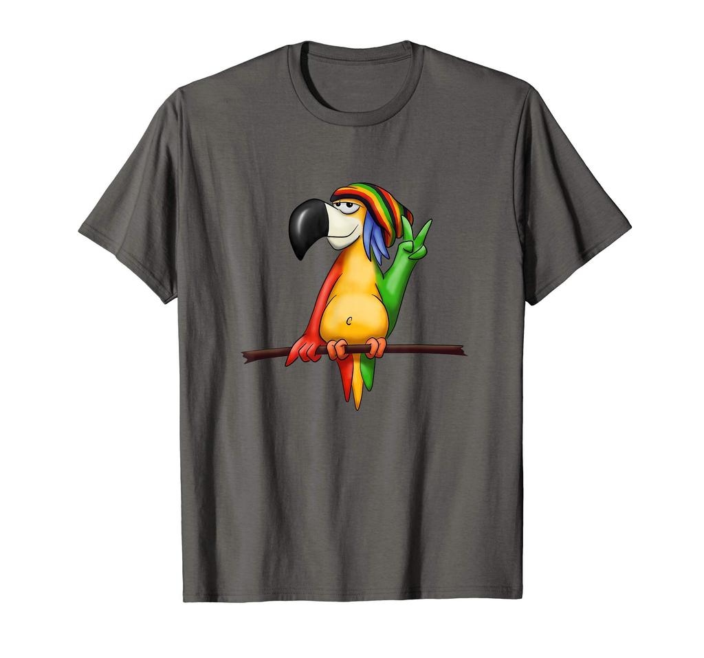 Lässiges Reggae Lustige Comic Rastafarian Papagei, T-Shirt