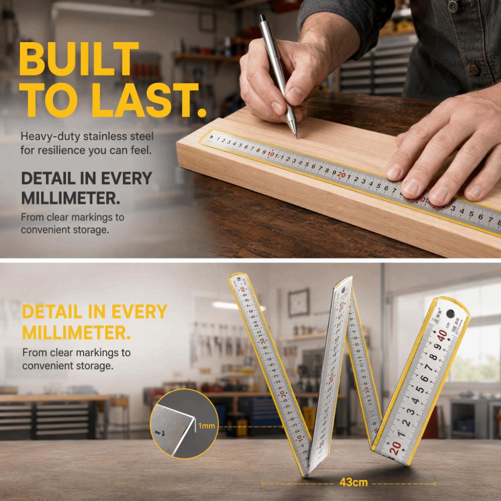 40cm Stainless Steel Ruler Inch and Pica Measurements Red Numbers Double Reading Straight Edge Metal Measuring Tool