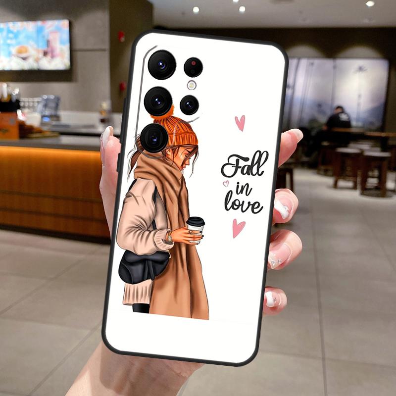 Prinzessin Weibliche Chefin Kaffee Handyhülle Für Samsung Galaxy S25 Ultra S24 S22 S21 S23 FE S9 S10 S20 Plus S24 FE Weiche Hülle