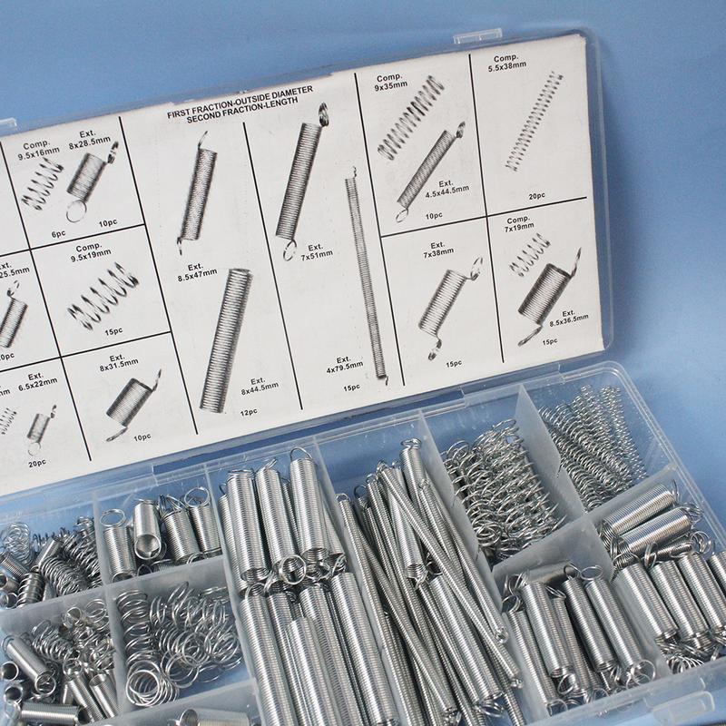 300pcs Spring Assortment Kit - 20 Sizes Galvanized Steel Compression/Tension/Extension Springs for Mechanical DIY Home Repairs