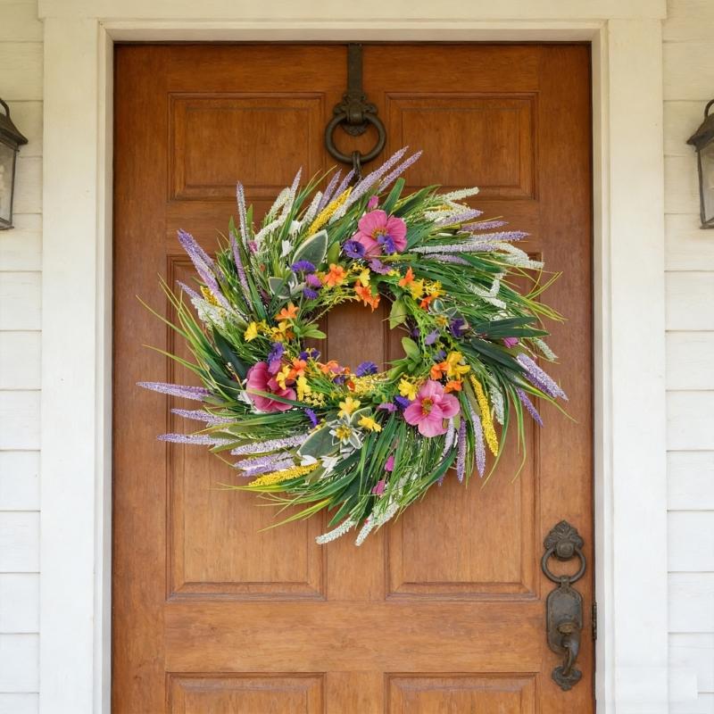 Spring Wreath for Front Door 22'' Artificial Flower Wreath for Wall Wedding Party Home Decorations for Indoor Outdoor