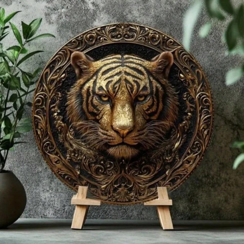 3D Tiger Metal Wall Art Home Decor Party Halloween Gift
