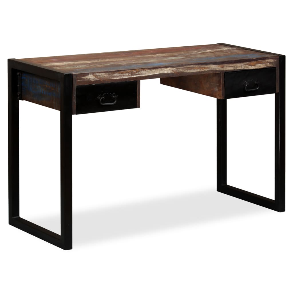 Industrial Style Desk with 2 Drawers Reclaimed Solid Wood 120 x 50 x 76 cm