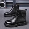 High Top Men'S Lace-Up Shoes Classic Winter Men'S Ankle Boots Version Casual Shoes Fashion Male Leather Motorcycle Boots Botas