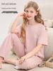 Girls' Cotton Lycra Pajama Set, Long Pants, Lightweight Summer Homewear, Class A Quality