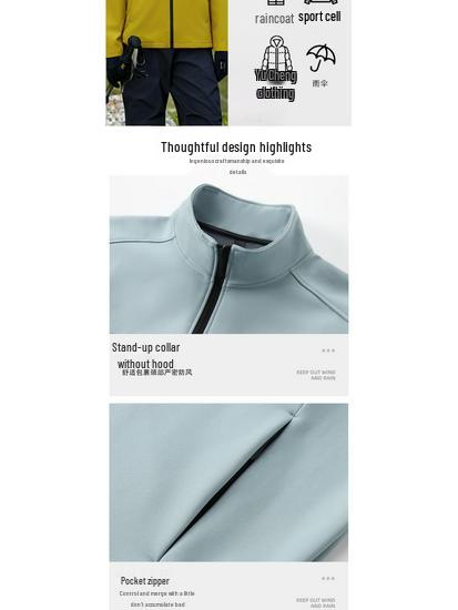 Lean Management Team Softshell Fleece Windbreaker Jacket - Stand-up Collar Trench Coat