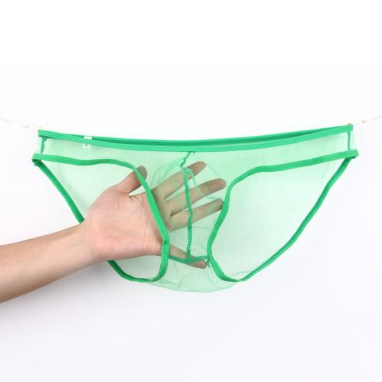 Men Sexy See-Through Mesh Solid Color T-Back Thong Briefs Low Rise Underwear