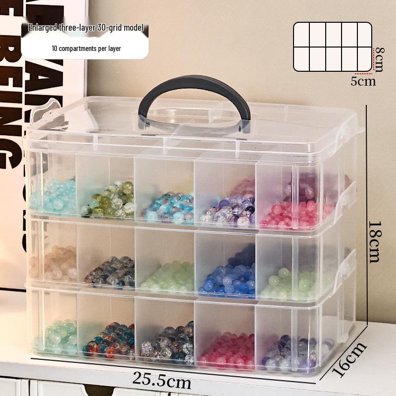 Drop-Resistant PP Bead Storage Box with Lid, Multifunctional Nine-Grid Organizer