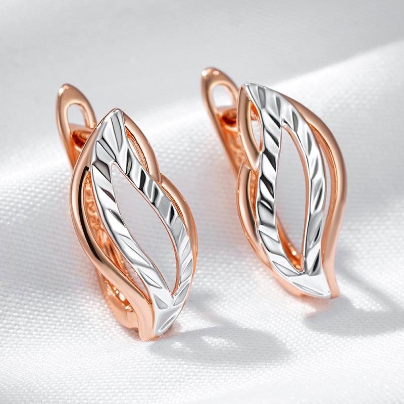 Fashion Glossy Hollow Leaves Dangle Earrings For Women  Rose Gold  Color Mix Fine Daily Vintage Jewelry