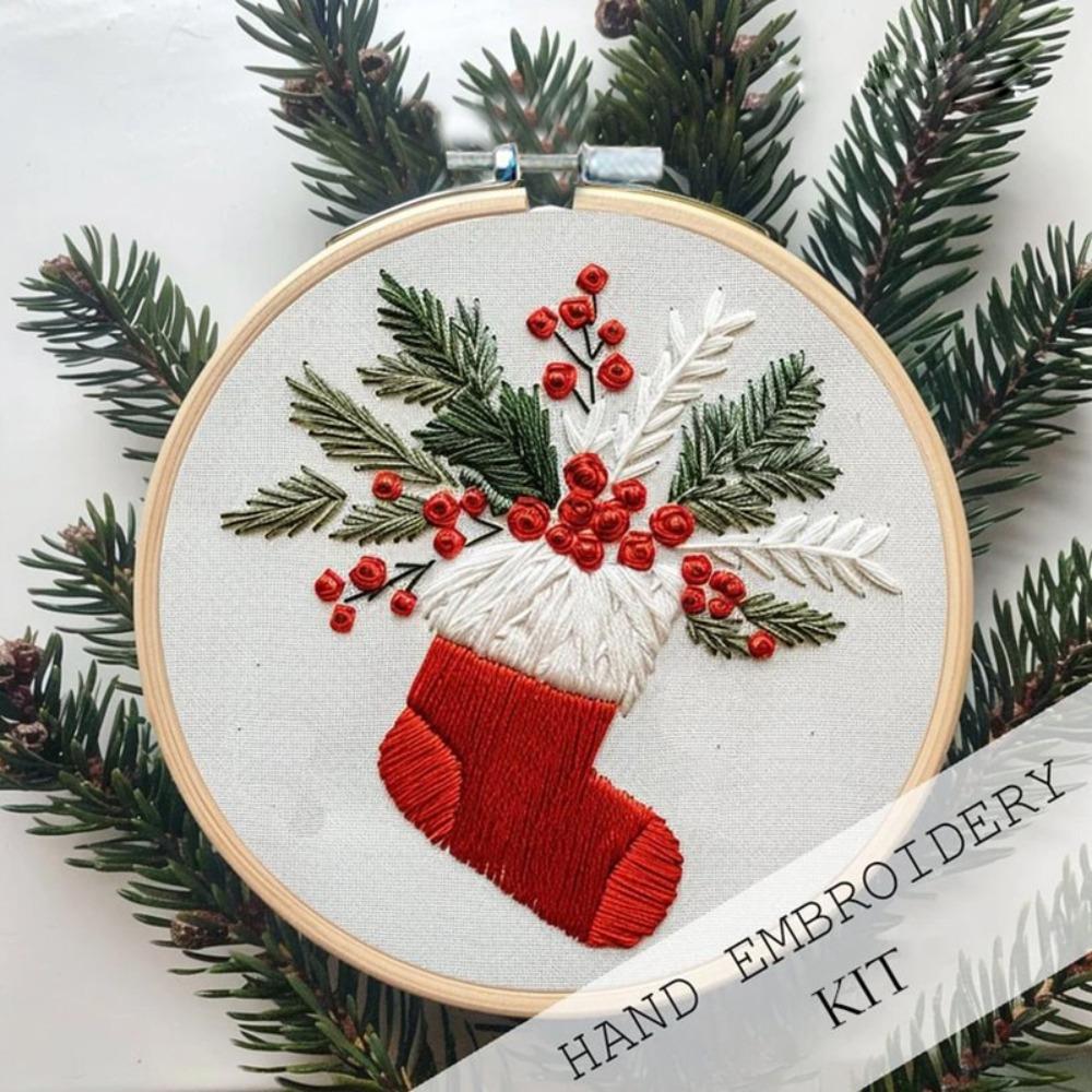 Craft Christmas Cross Stitch Kits With Embroidery Hoop Christmas Decoration  Embroidery Beginners