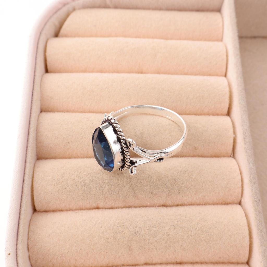 London Blue Topaz Jewelry, 925 Solid Sterling Silver Ring, Handmade Gemstone Jewelry Ring For Memorial Day