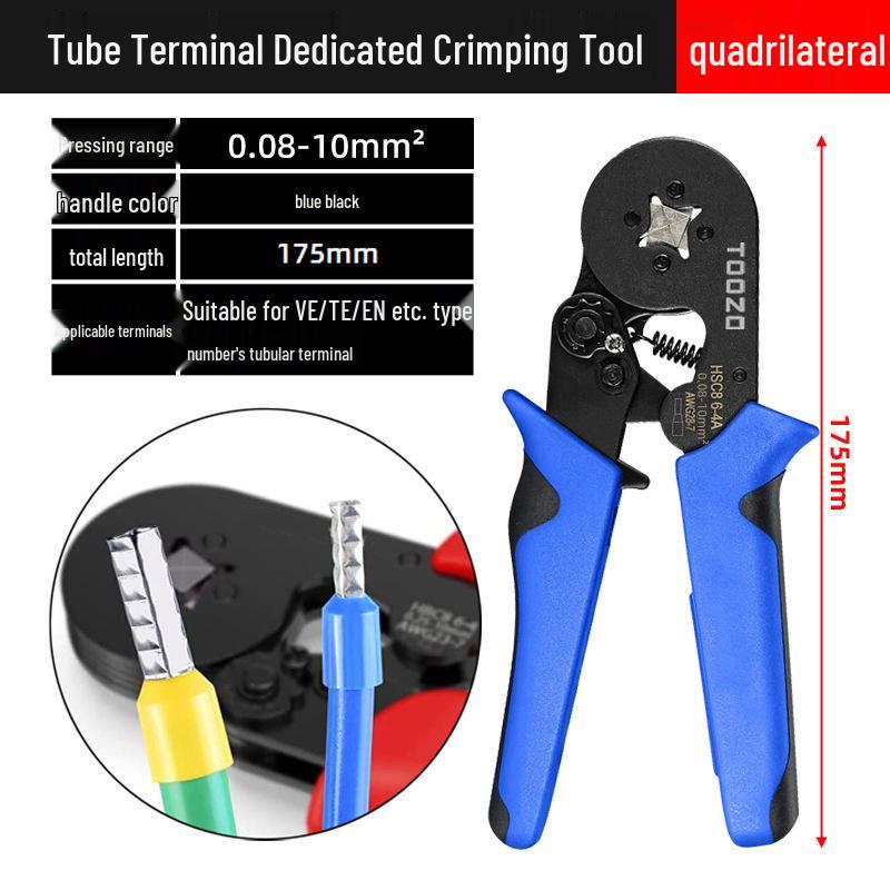 Electrician's Tube and Pin Terminal Crimping Pliers with Cold-Pressed Wire Functionality