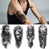 12pcs Temporary Tattoo Black And Grey Realism Roman Soldier Woman With Skulls Viking Warrior For Men Thighs Arms