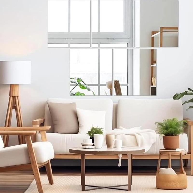 8 Stück 20X20Cm / 30X30Cm Acryl Flexible Spiegelfolien / Selbstklebende Türspiegel-Fliesen / Zuschneidbarer Wandmontierter Spiegel-Stic