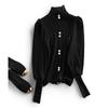 Autumn Elegant Chiffon Patchwork Turtleneck Sweater Women Winter Korean Knitted Tops Long Sleeve Pullovers Femme