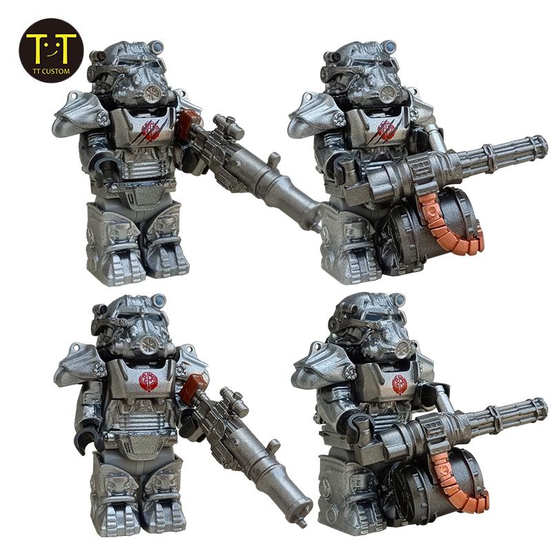 MOC Military T60 Armor Soldiers Mini Anime Action fallouts Figures Weapons Robot Kinghts Building Blocks Bricks DIY Toys  gifts