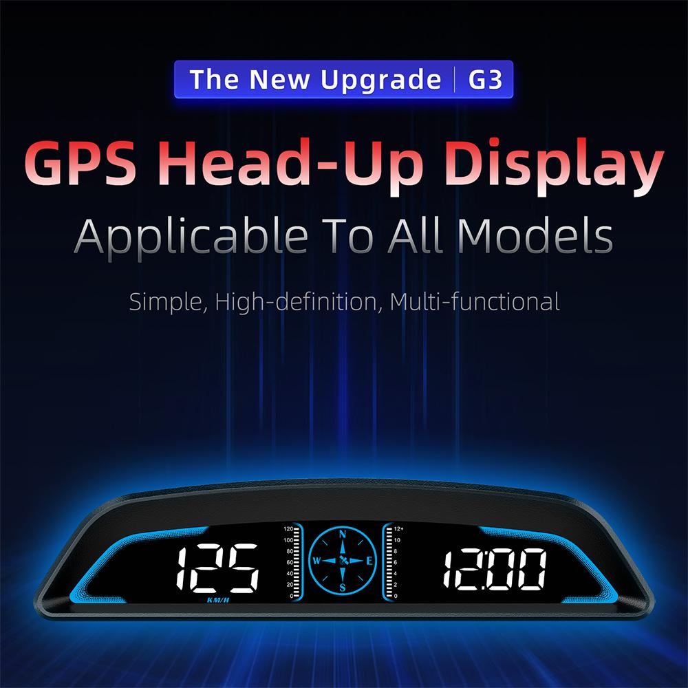 Car Head Up Display Digital GPS Speedometer MPH with Overspeed Alarm Fatigued Driving Alert Multi-function HUD Truck Universal