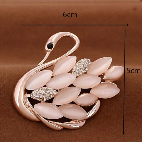Korean Style Cat's Eye Swan Brooch Scarf Buckle Lapel Pin Elegant Fashion Accessory