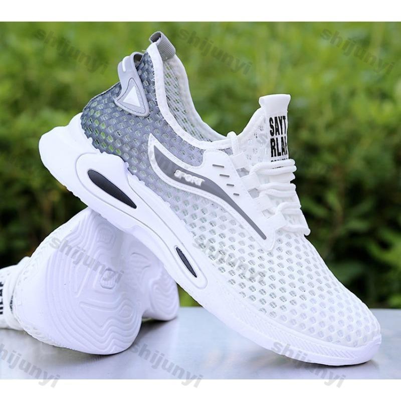 Fashion Men's Sneakers Summer Hollow Breathable Lace Up Sports Casual Shoes Lightweight Comfortable Fashion Soft Sole Vulcanized Shoes
