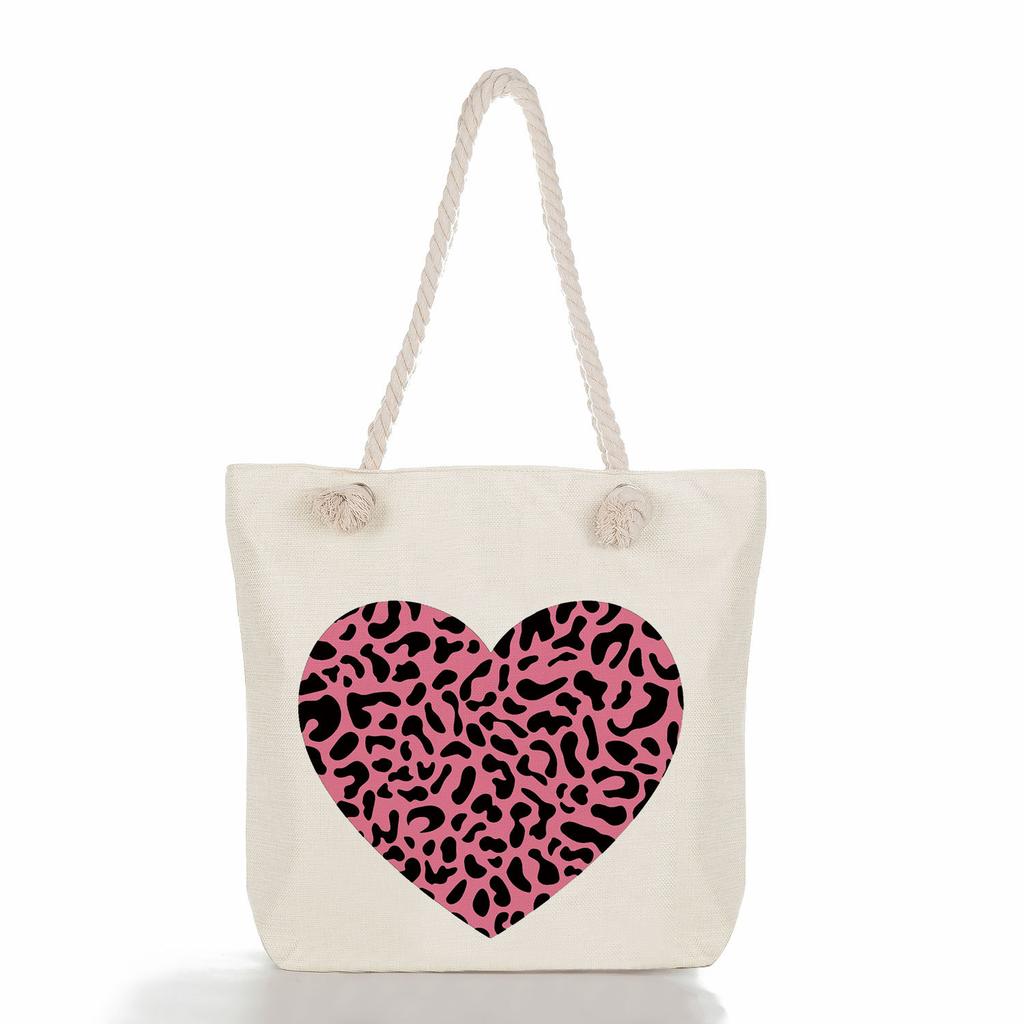 Leopard Print Print Thick Rope Single-shoulder Beach Bag 7276 CLE