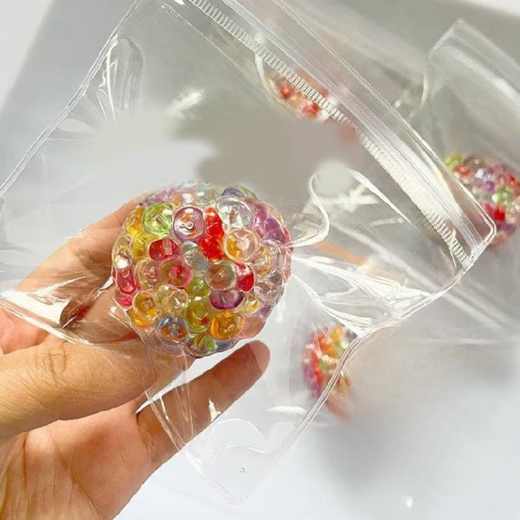 Funny Squeeze Ball with Colored Beads Stress Relief Squeeze Toy Stress Relief Sensory Toy for Kid Adult Men Women