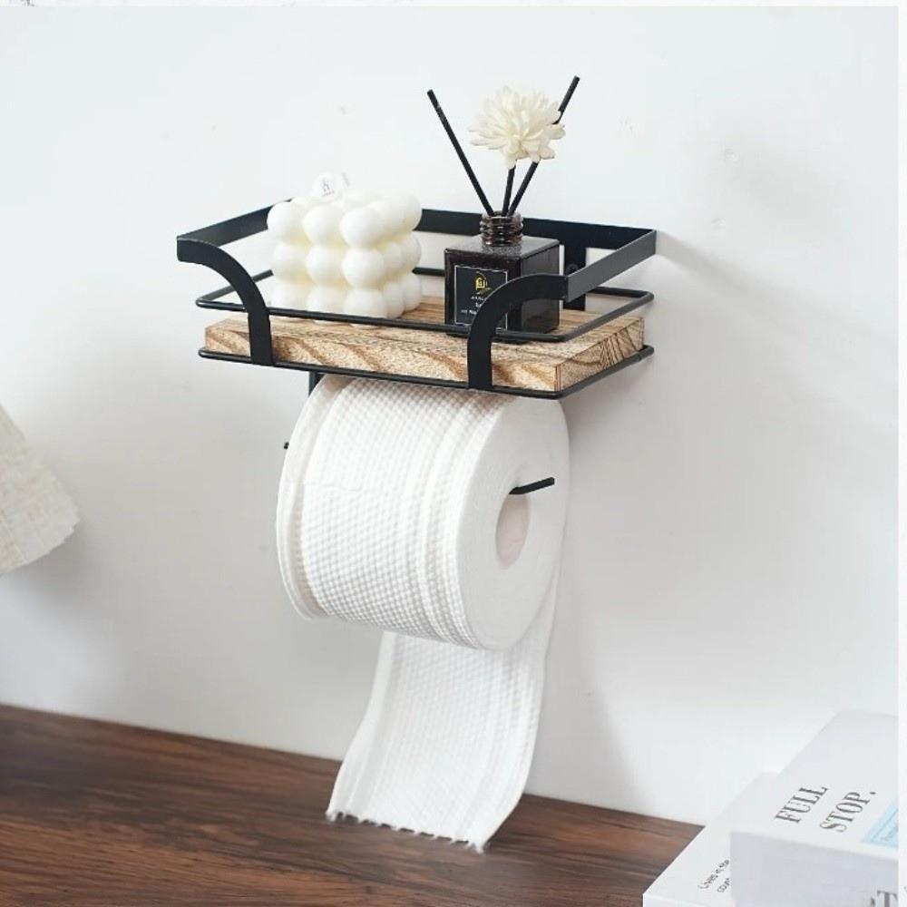 Space Saving Paper Rack Wall Mounted Toilet Roll Holder Storage Tools Storage Shelf Hotel