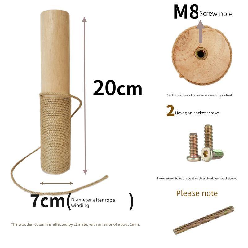 

Cat Climbing Frame Pillar Solid Wood Core Scratching Pole Replacement Column Grinding Claw Homemade TONTINE DIY Cat Toy Pet Supplies [Jute] 7*20cm