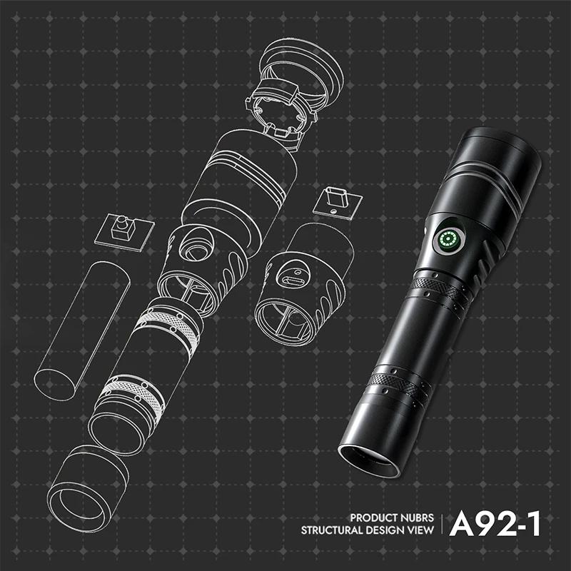 Aluminum Alloy Laser Flashlight USB C Rechargeable 1200mAh Battery Long Range Beam Underwater Diving Hunting Search Light