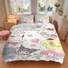 3pcs Sanrio Characters Pom Pom Purin Pochacco Print Bedding Set (1 Cover + 2 Pillowcases, Without Inserts),  Soft and Comfortable W092