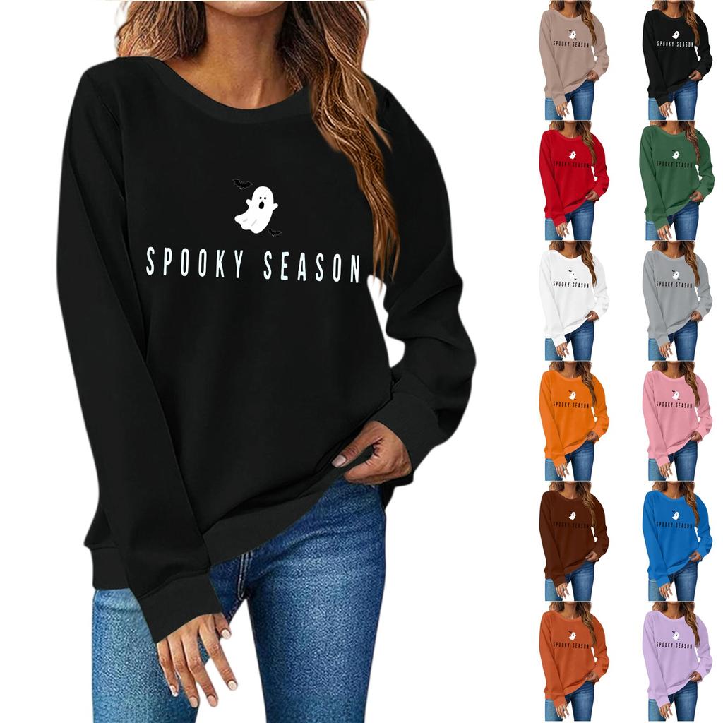 Women's Fashion Casual Print Casual Long Sleeve Round Neck Sweatshirt Top