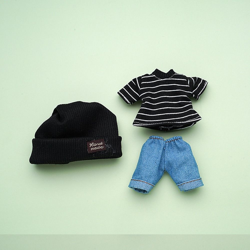 Dress Up Doll Clothes Knitted Hat Doll Jeans Pants Dolls Accessories Doll T-shirt  Bjd Doll