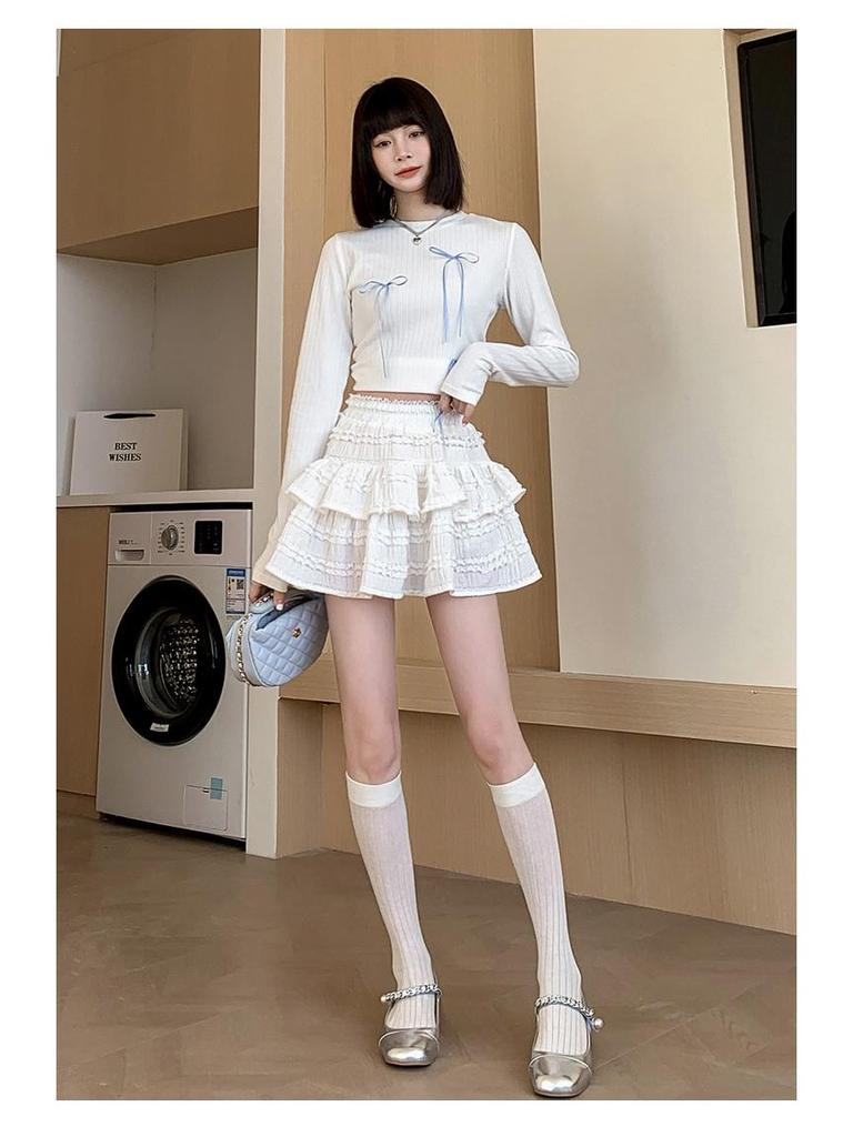 Women's Lace Ballet Midi Skirt - Summer 2025 High Waist Slimming Princess Style Skirt