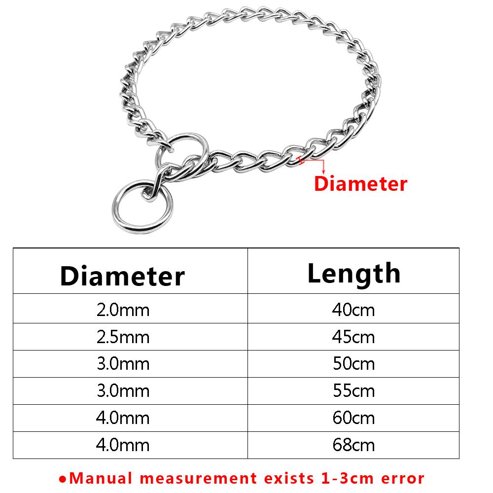 Dog Slip Chains Pet Choke Collar Dog Metal Chain Collars for Small Medium Large Dogs Training Diameter 2.0mm 2.5mm 3.0mm 4.0mm