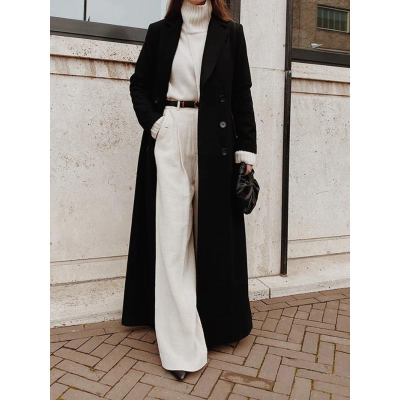 Höstmode Damkappa Chic Lös Lång Oversize Varm Tunn Ofodrad Trenchcoat Jacka Ytterkläder
