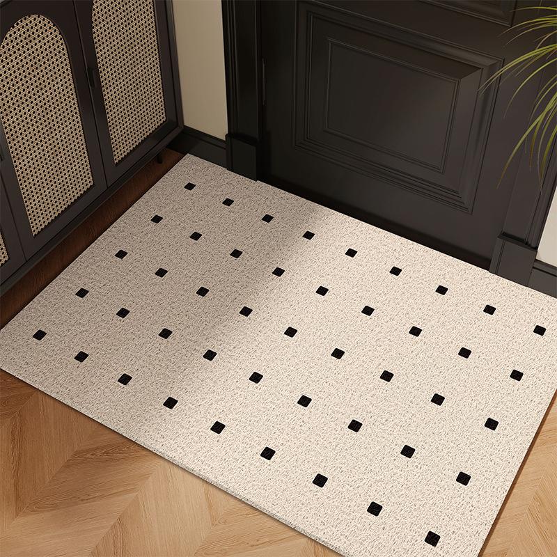 Pvc Geometric Pattern Entrance Mat Simple Black and White Dust Removal Floor Carpet Anti-Skid Wear-Resistant Foot Rug for Porch