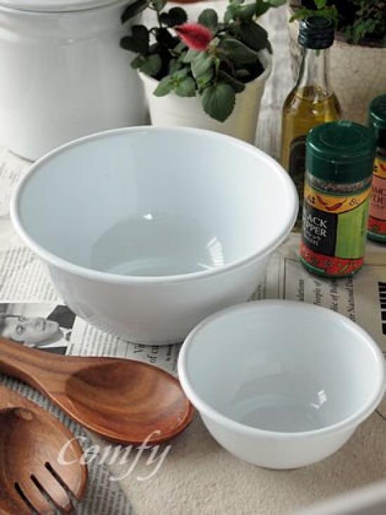 Posh Living Kitchen Accessories Enamel Bowl, Large, Scandinavian Country Style, Antique Style, White